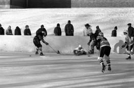 St. Cloud State University plays against Mankato State College in men's hockey