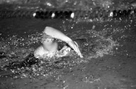 Marissa Tieszen swims during a meet, St. Cloud State University