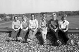 Women's basketball players Jill Gebeke, Gwen Frederick, Bonnie Henrickson, Ramona Rugloski, Linda Nelson, and Dawn Anderson