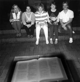 Newman Center volunteers Tammy Kotten, Kathy Jakse, Jody Johnson,ﾠ Edie Reagan, and Tim Wiebolt