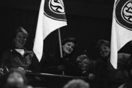 Kia Croone, Sue Prout, Kirsten Croone at the St. Cloud State University and Lake Superior State University men's hockey game