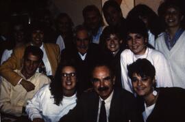 UPB students and employees pose with Timothy Leary and G. Gordon Liddy, St. Cloud State University