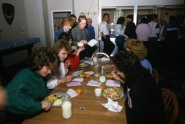 Students gather together to read letters from home, Alnwick Castle, St. Cloud State University