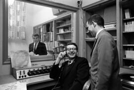 Faculty coordinator Garry Hawkins and KVSC general manager Andrew Marlow in the KVSC studios, St. Cloud State University