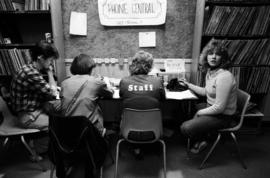 People answer telephones during the KVSC trivia weekend, St. Cloud State University