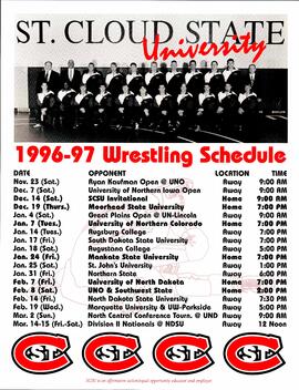 Wrestling season schedule poster, St. Cloud State University