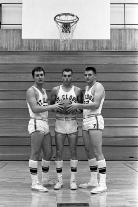 Men basketball captains Terry Porter, Tom Abram, and Tom Ditty, St. Cloud State University