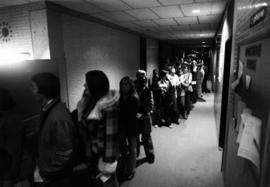 People wait in line to vote at the Education Building (1971), St. Cloud State University