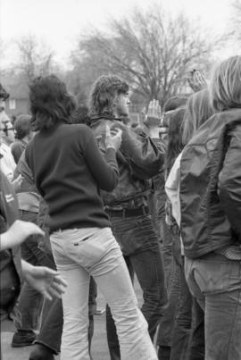 Protestors clap, Day of Peace protest, St. Cloud State University