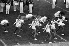 Marching band at football game, St. Cloud State University