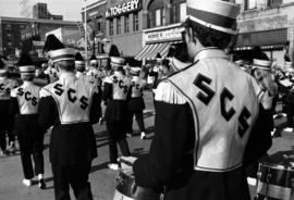 Marching band at the homecoming parade, St. Cloud State University