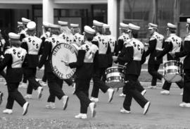 Marching band at the homecoming parade, St. Cloud State University