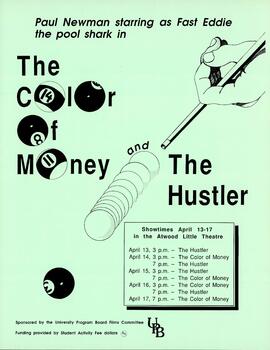 The Color of Money / The Hustler movie event poster, St. Cloud State University