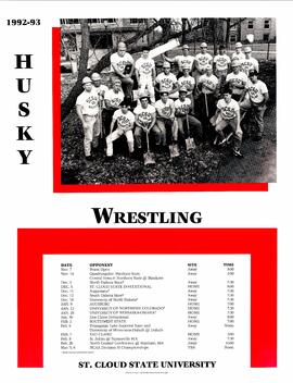 Wrestling season schedule poster, St. Cloud State University