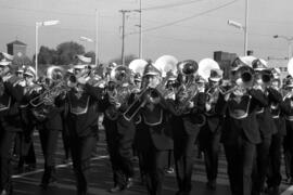Marching band at the homecoming parade, St. Cloud State University