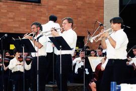 Musicians play trumpets, Lemonade Concert and Art Fair, St. Cloud State University