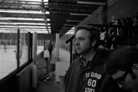 St. Cloud State University hockey coach Charlie Basch during a game in men's hockey against Hamline University