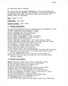 Church oral history summary - Albert Lashinski