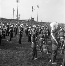 Marching band at the homecoming football game, St. Cloud State University