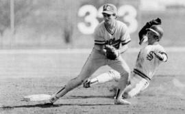 Russ Hulls, St. Cloud State University baseball player, gets ready to catch the ball