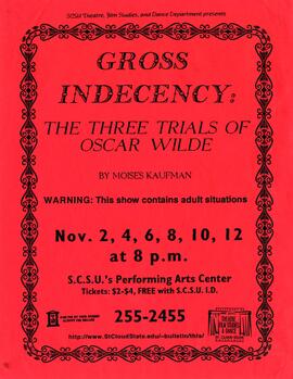 Gross Indecency: The Three Trials of Oscar Wilde theatre production poster, St. Cloud State University