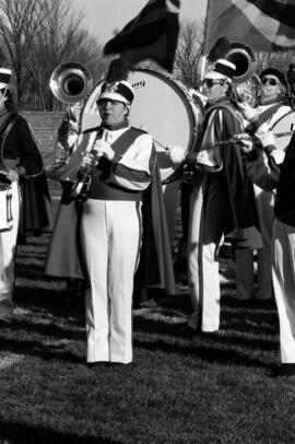 Marching band at a football game, St. Cloud State University