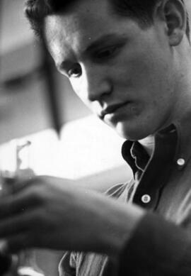 Student conducts an experiment, St. Cloud State University