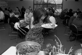 Mary Shrode at Learning Resources Services holiday party, St. Cloud State University