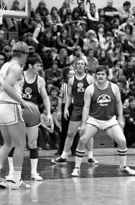 Charity basketball game between the Minnesota Vikings and the Miami Dolphins at Halenbeck Hall (1965), St. Cloud State University