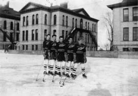 Five hockey players, St. Cloud State University