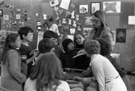 Kathy Gerdts helps students at the Campus Laboratory School, St. Cloud State University