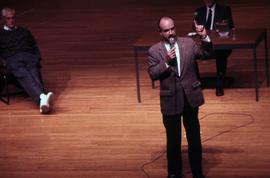 G. Gordon Libby speaks during his debate with Timothy Leary at the Stewart Hall auditorium, St. Cloud State University