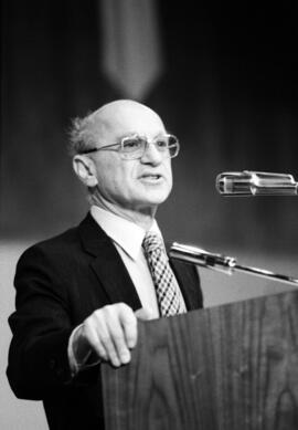 Milton Friedman speaks at the Economics Winter Institute, St. Cloud State University