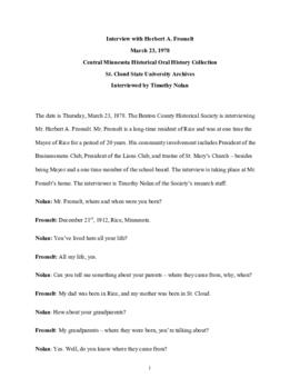 General oral history transcript - Herbert Fromelt