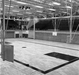 Halenbeck Hall (1965) gymnasium under construction, St. Cloud State University