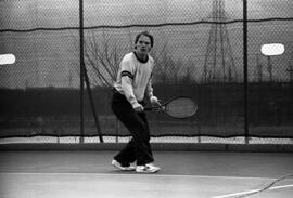 Jerry Anderson plays tennis, St. Cloud State University