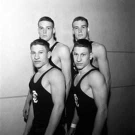 Wrestlers Jim and Dave Hazewinkel and Grant and Gary Nelson, St. Cloud State University