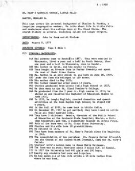 Church oral history summary - Charles Martin