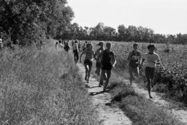 Kathy Wahl competes in a cross country meeting, St. Cloud State University