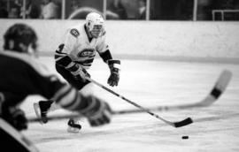 St. Cloud State hockey player Tony Schmalzbauer during a game against the University of Alabama-Huntsville