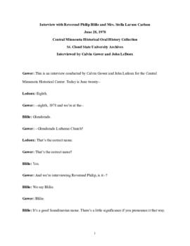 Church oral history transcript - Philip Blilie