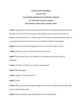Church oral history transcript - Lloyd Haupt