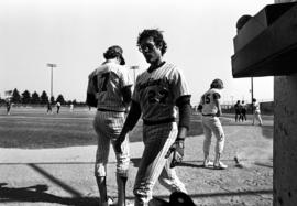 Scott Mansch walks to dugout during a St. Cloud State University baseball game against Northern State University