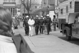 Police arrive to watch protest, Day of Peace protest, St. Cloud State University