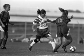 Chris Fleischer plays in a soccer game against Mankato State University, St. Cloud State University