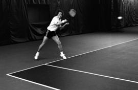 St. Cloud State tennis player Todd Holes practices