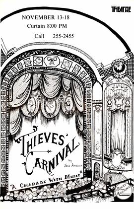 Thieves' Carnival theatre production poster, St. Cloud State University