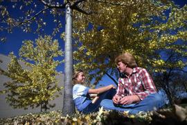 Man and a woman sit together, St. Cloud State University