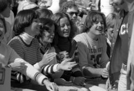 Students enjoy the St. Cloud State football game against Northern Iowa University