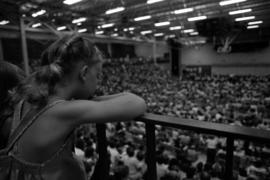 Child waits for the Minnesota Orchestra to perform, Lemonade Concert and Art Fair, St. Cloud State University